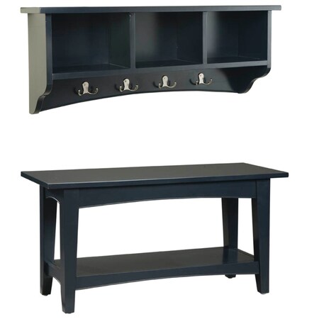 Alaterre Furniture Shaker Cottage Storage Coat Hook with Bench Set, Charcoal Gray ASCA0304BL